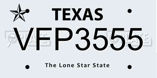 VFP3555 Texas License Plate