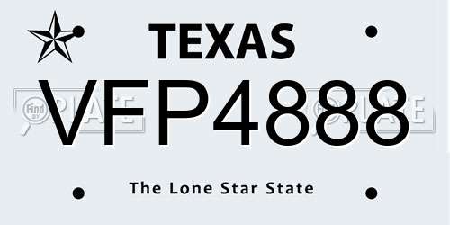 VFP4888 Texas License Plate
