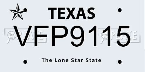 VFP9115 Texas License Plate