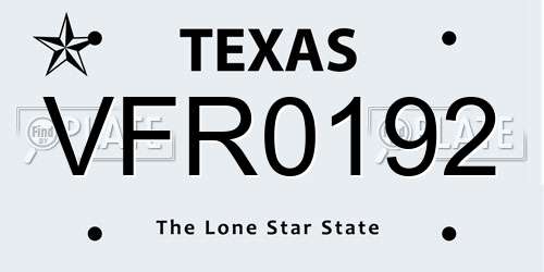 VFR0192 Texas License Plate