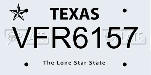 VFR6157 Texas License Plate