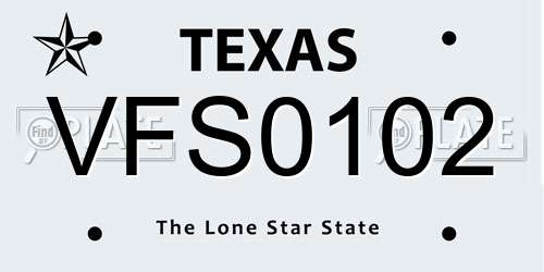 VFS0102 Texas License Plate