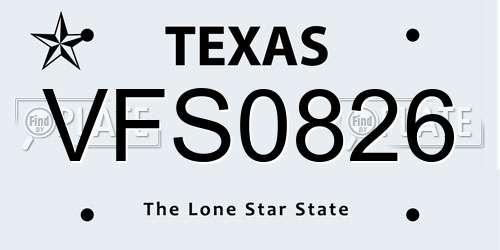VFS0826 Texas License Plate