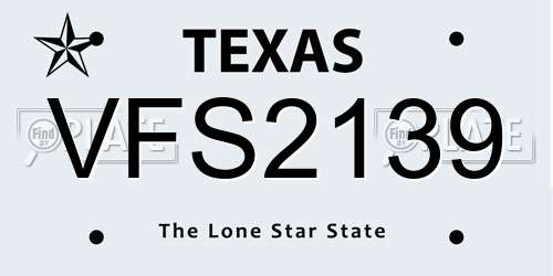 VFS2139 Texas License Plate