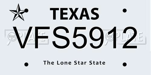 VFS5912 Texas License Plate