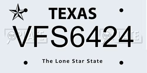 VFS6424 Texas License Plate