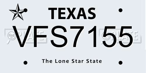 VFS7155 Texas License Plate