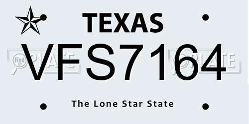VFS7164 Texas License Plate