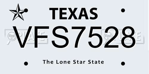 VFS7528 Texas License Plate