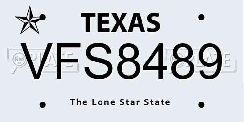 VFS8489 Texas License Plate