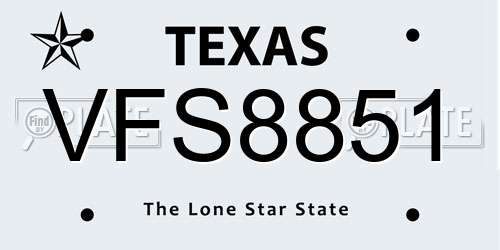 VFS8851 Texas License Plate