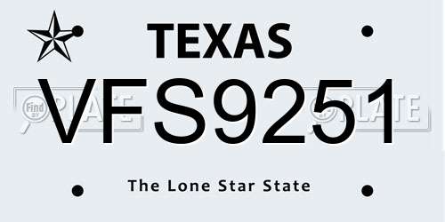 VFS9251 Texas License Plate