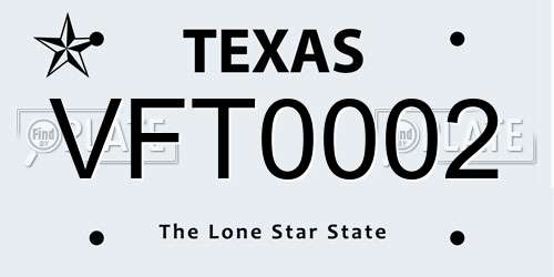 VFT0002 Texas License Plate