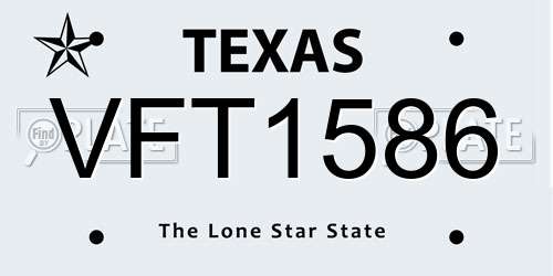 VFT1586 Texas License Plate