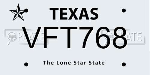 VFT768 Texas License Plate