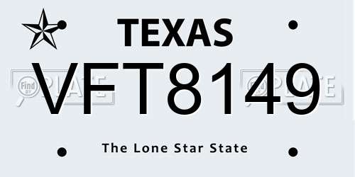 VFT8149 Texas License Plate