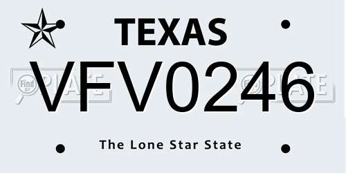 VFV0246 Texas License Plate