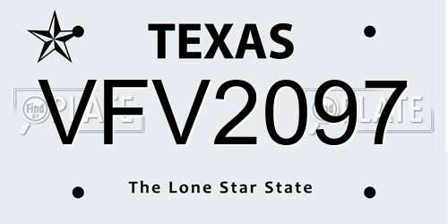 VFV2097 Texas License Plate