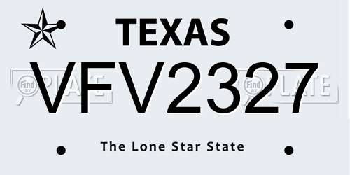 VFV2327 Texas License Plate