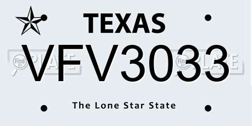 VFV3033 Texas License Plate