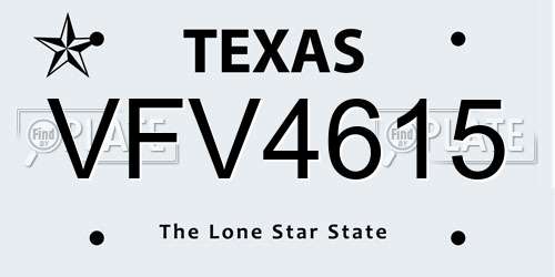 VFV4615 Texas License Plate