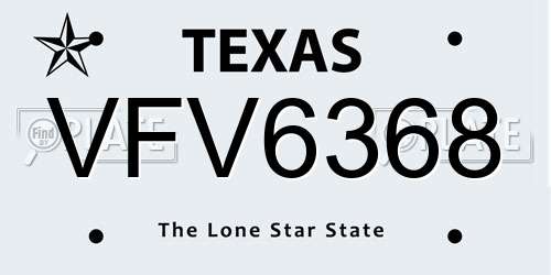 VFV6368 Texas License Plate