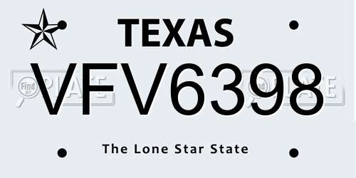 VFV6398 Texas License Plate