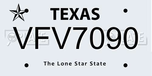 VFV7090 Texas License Plate