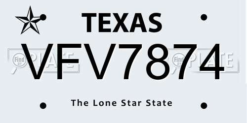 VFV7874 Texas License Plate