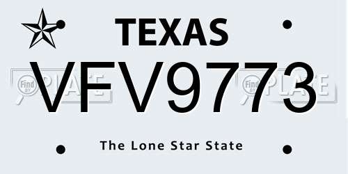 VFV9773 Texas License Plate