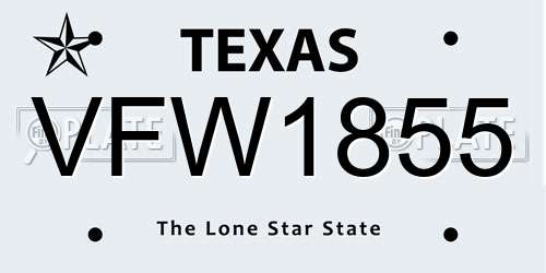 VFW1855 Texas License Plate