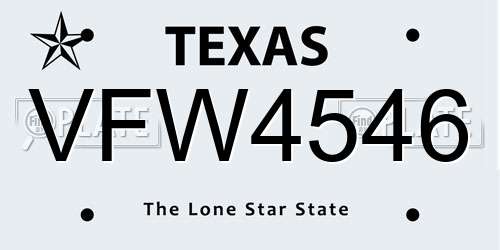 VFW4546 Texas License Plate