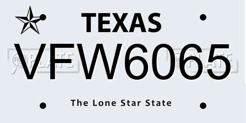 VFW6065 Texas License Plate
