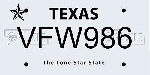 VFW986 Texas License Plate