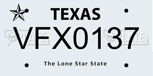 VFX0137 Texas License Plate