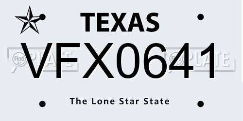 VFX0641 Texas License Plate