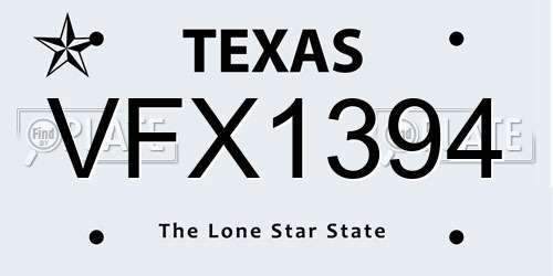 VFX1394 Texas License Plate