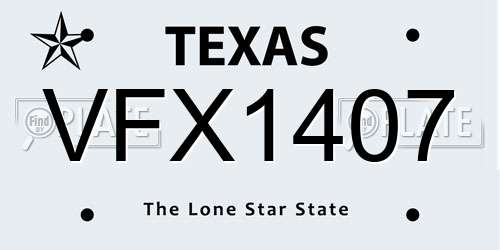 VFX1407 Texas License Plate