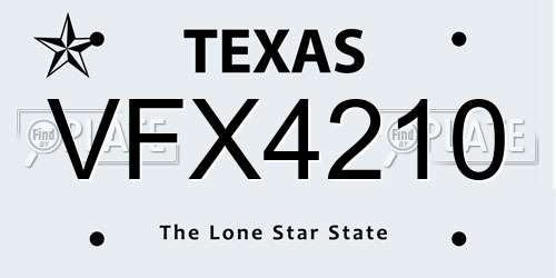VFX4210 Texas License Plate