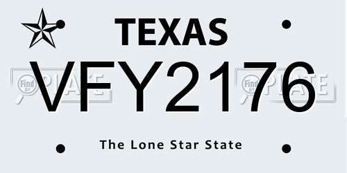 VFY2176 Texas License Plate
