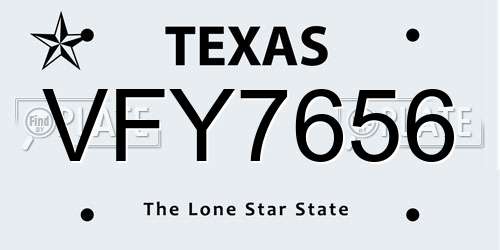 VFY7656 Texas License Plate
