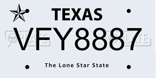 VFY8887 Texas License Plate