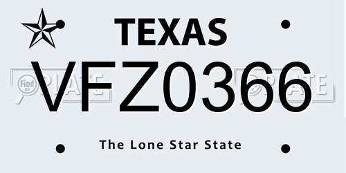 VFZ0366 Texas License Plate