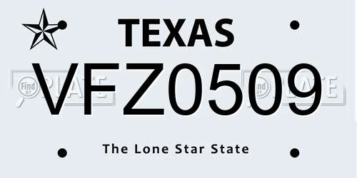 VFZ0509 Texas License Plate