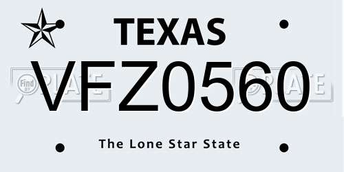 VFZ0560 Texas License Plate