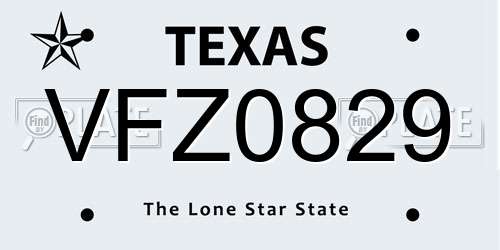 VFZ0829 Texas License Plate