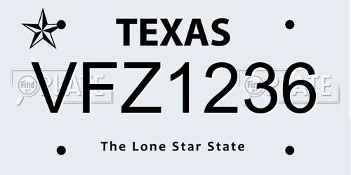 VFZ1236 Texas License Plate