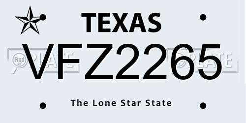 VFZ2265 Texas License Plate