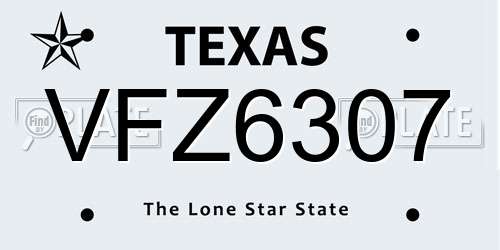 VFZ6307 Texas License Plate