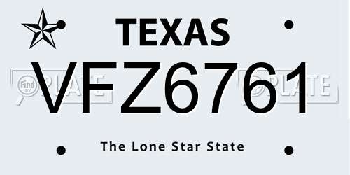 VFZ6761 Texas License Plate